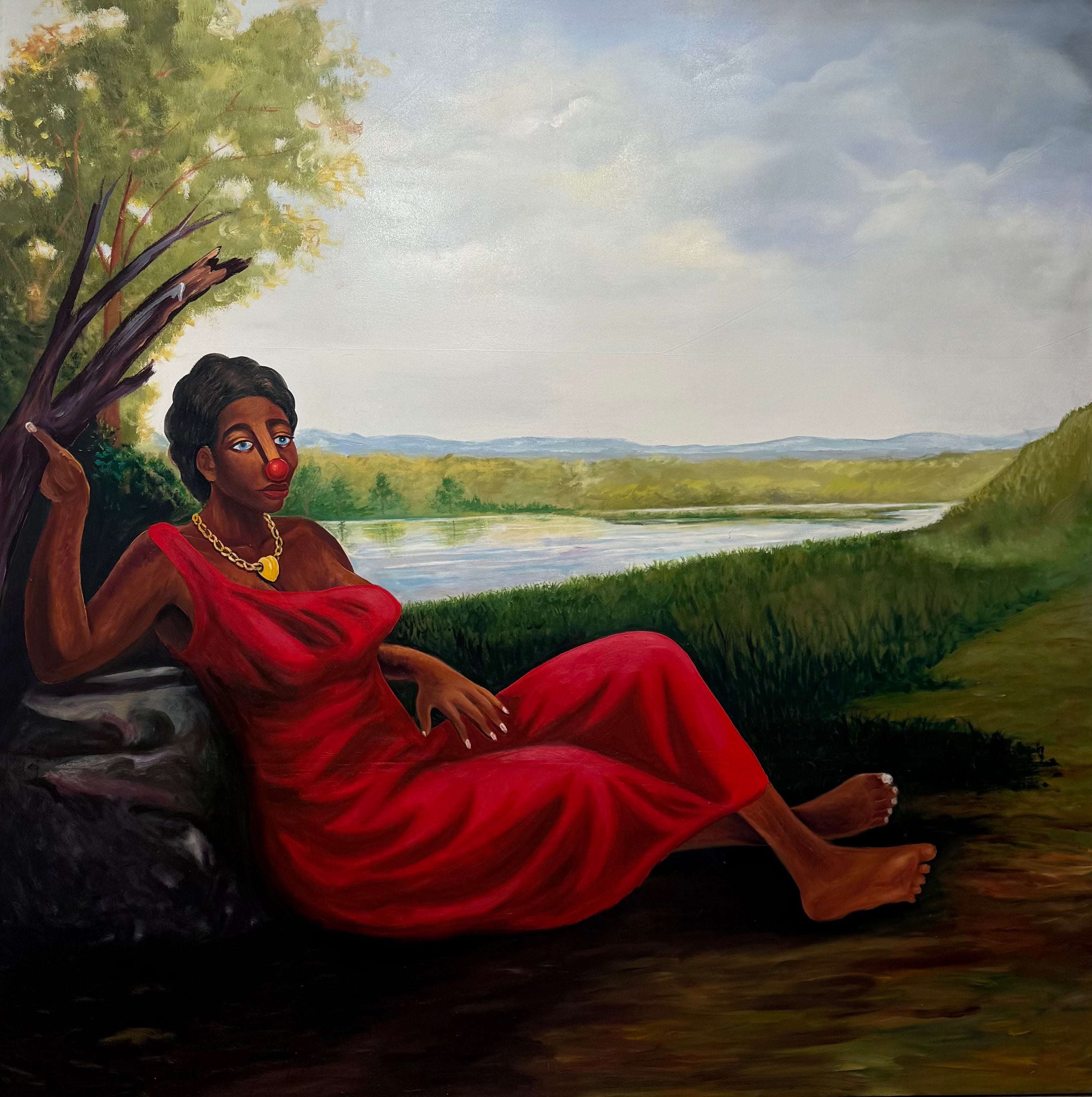 "Habit Rouge" - Oil on canvas, 6'5ft. by 6'5 ft.